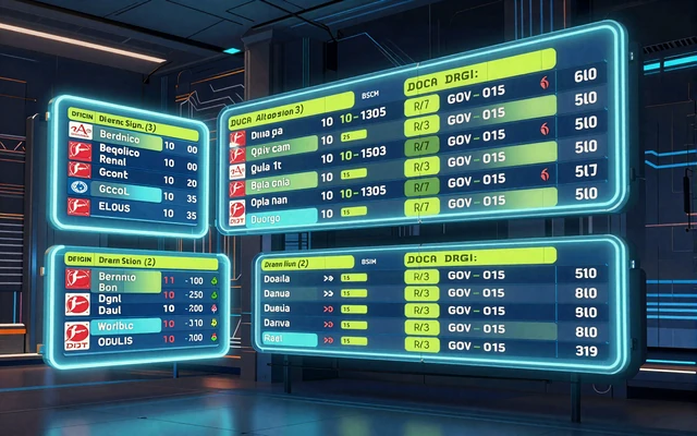 Holographische Sportwetten-Anzeige mit Bundesliga-Quoten im Casoola Bot-Town