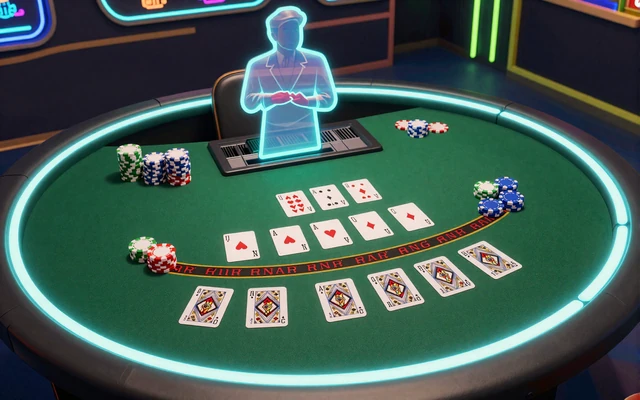 Live-Dealer Blackjack-Tisch mit Neon-Ringlicht im Casoola Casino